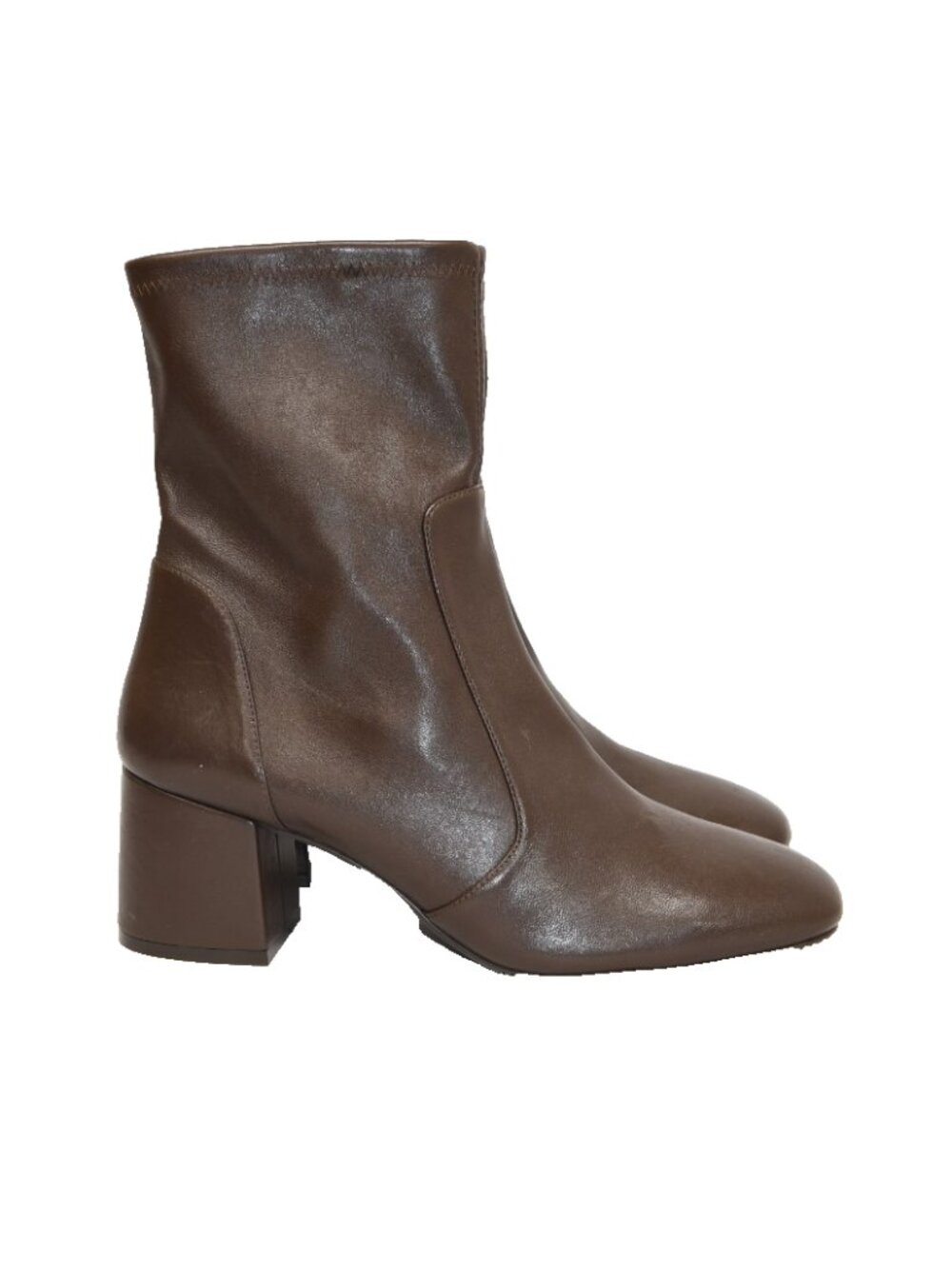 $850 STUART WEITZMAN SQUARE TOE STRETCH LEATHER SOCK BOOTIES DK BROWN 11 (PD19)